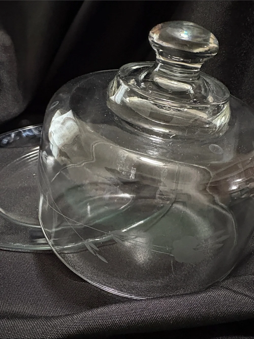 VTG Princess House Heritage Etched Crystal Domed Small Pastry/ Cheese Server